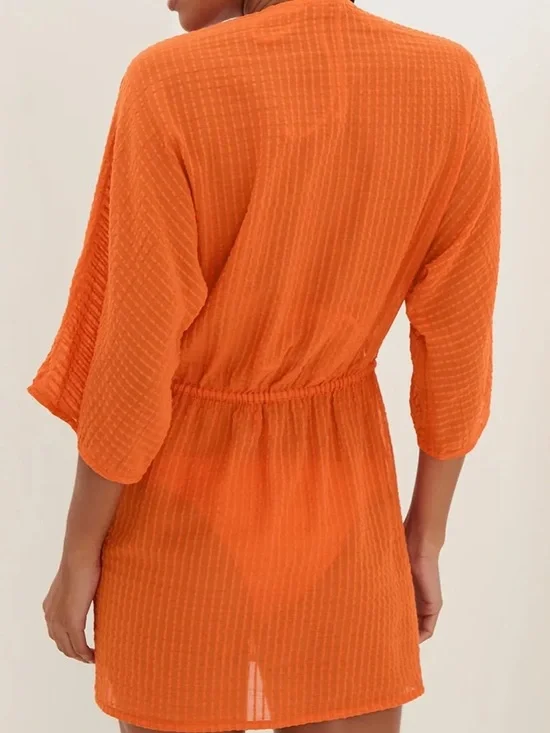 ViX Paula Hermanny Allie Cutout Short Cover-Up - Marigold Orange Small - Picture 4 of 7